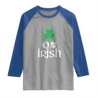 Funny 0% Irish St Patrick's Day Raglan Shirt Vintage Shamrock