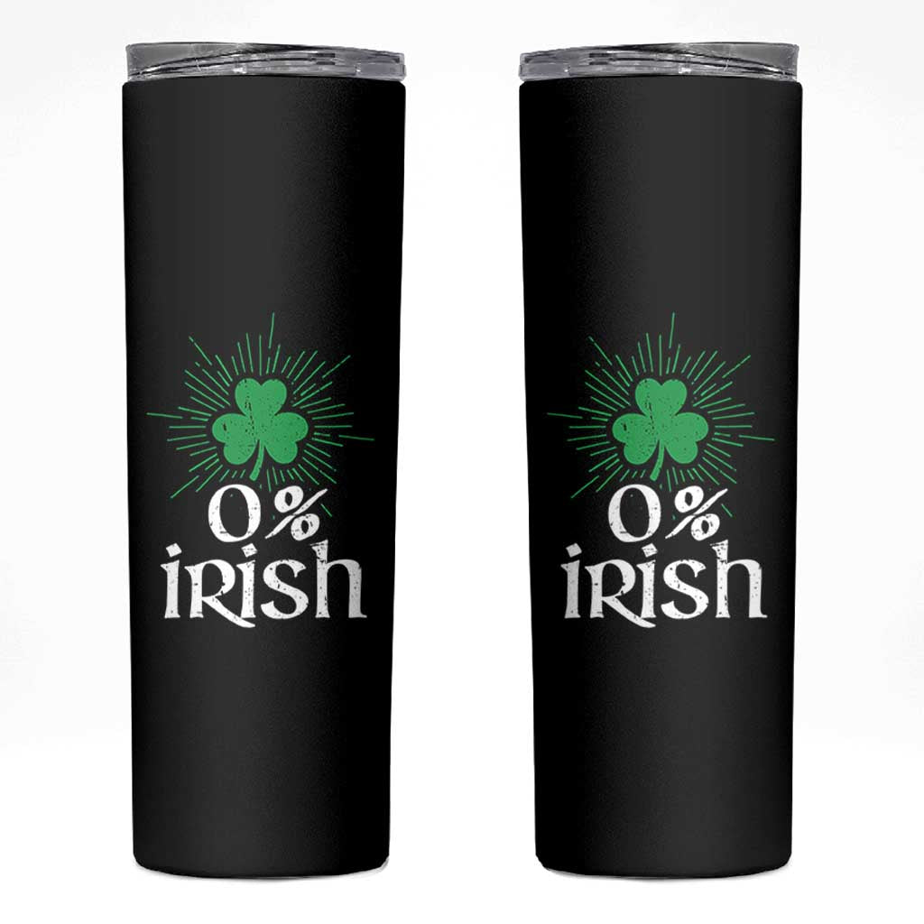 Funny 0% Irish St Patrick's Day Skinny Tumbler Vintage Shamrock