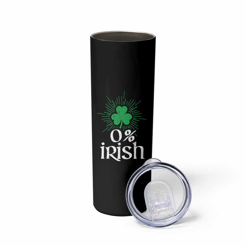 Funny 0% Irish St Patrick's Day Skinny Tumbler Vintage Shamrock