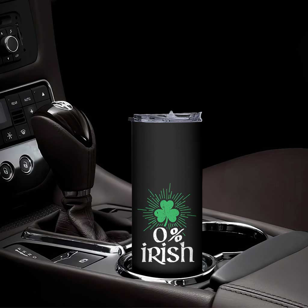 Funny 0% Irish St Patrick's Day Skinny Tumbler Vintage Shamrock