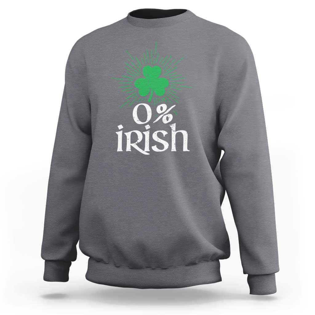 Funny 0% Irish St Patrick's Day Sweatshirt Vintage Shamrock