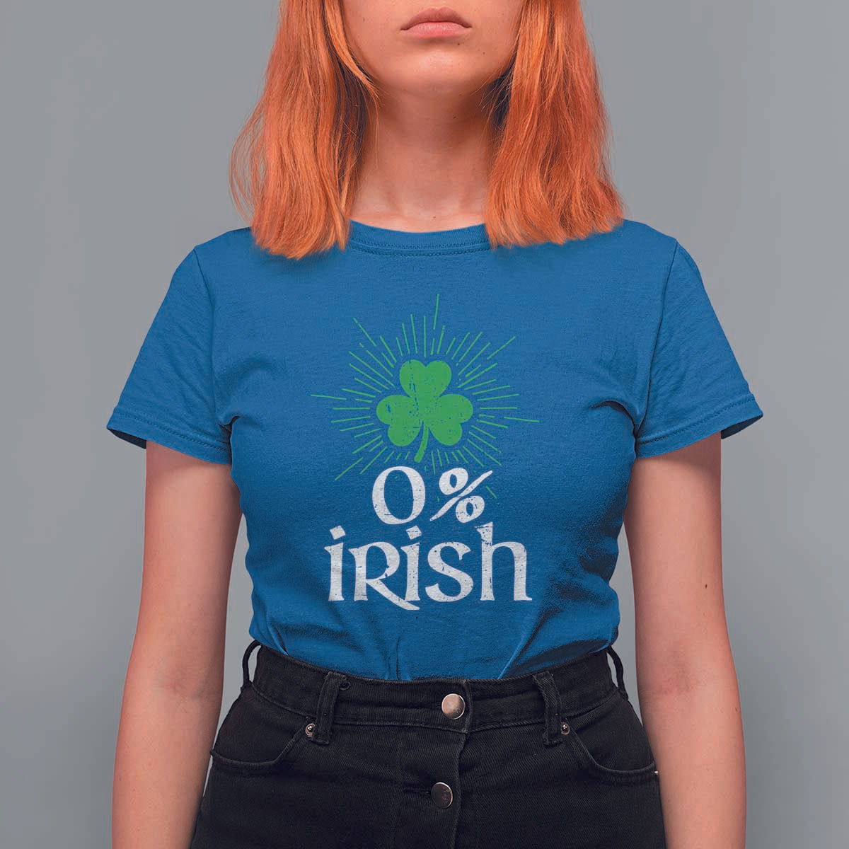 Funny 0% Irish St Patrick's Day T Shirt For Women Vintage Shamrock