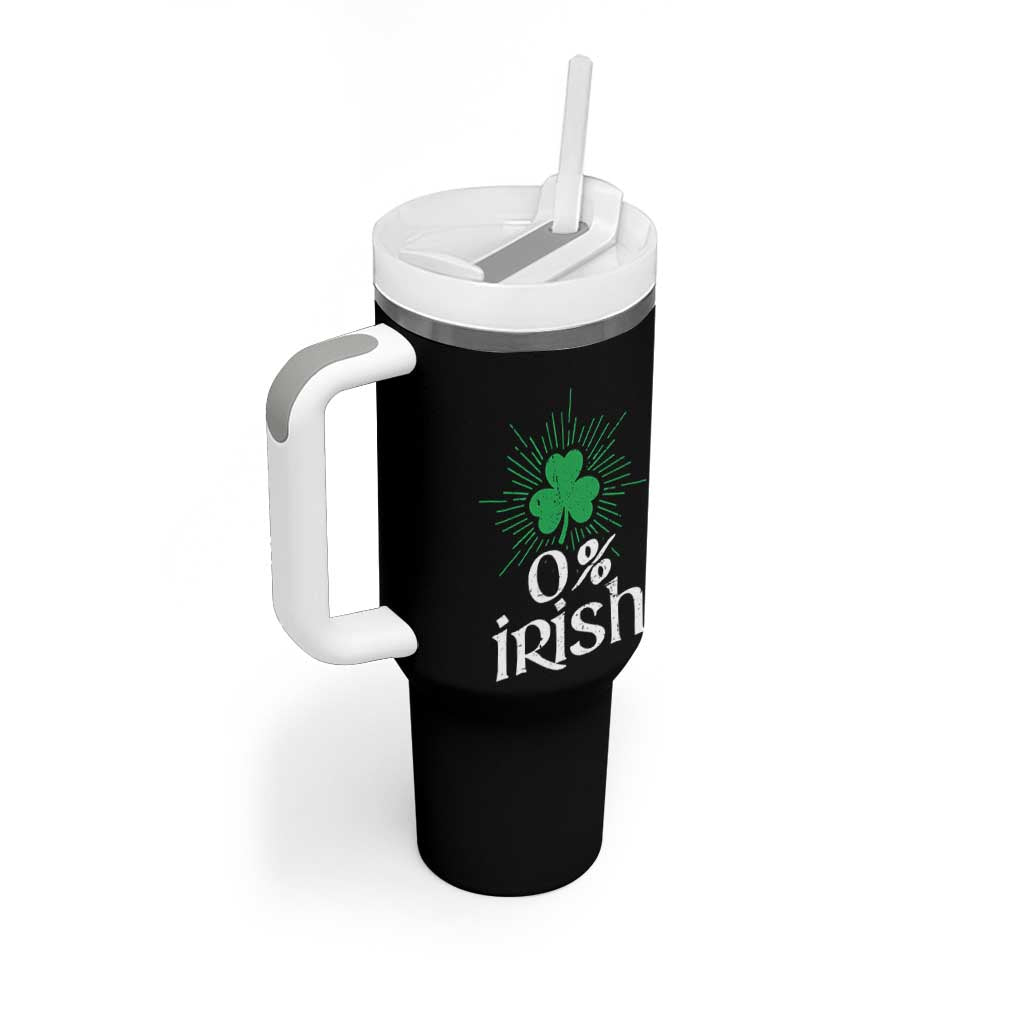 Funny 0% Irish St Patrick's Day Tumbler With Handle Vintage Shamrock