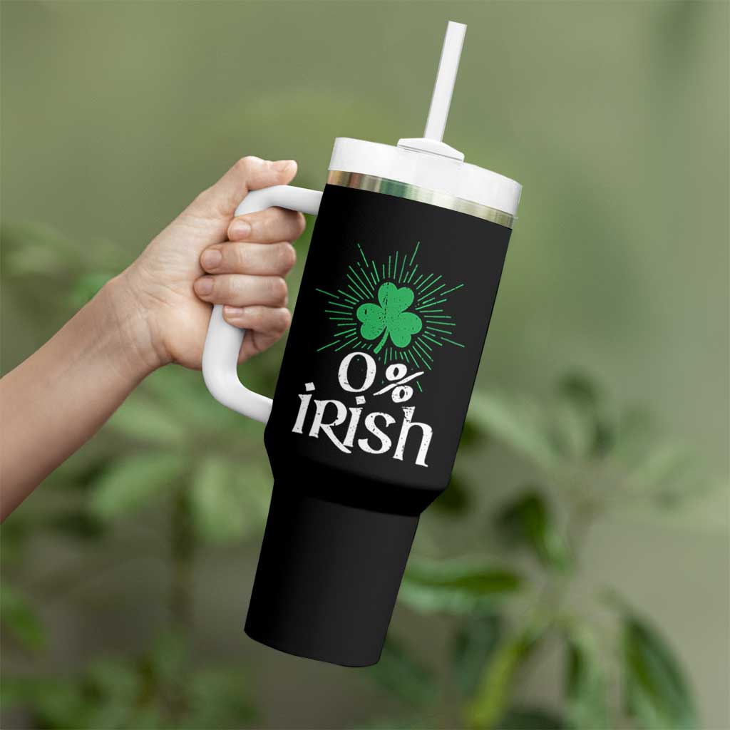 Funny 0% Irish St Patrick's Day Tumbler With Handle Vintage Shamrock