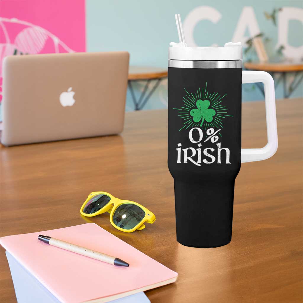 Funny 0% Irish St Patrick's Day Tumbler With Handle Vintage Shamrock