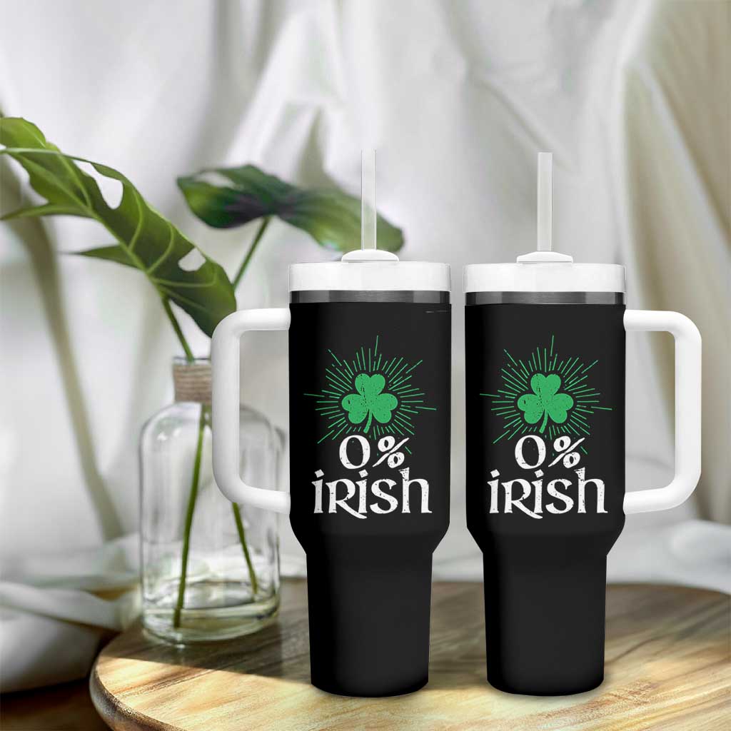 Funny 0% Irish St Patrick's Day Tumbler With Handle Vintage Shamrock