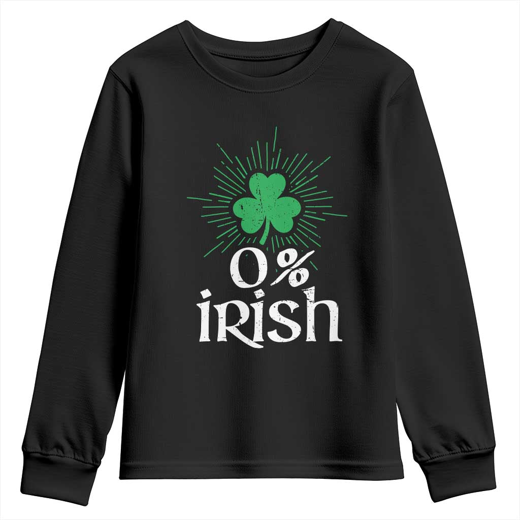 Funny 0% Irish St Patrick's Day Youth Sweatshirt Vintage Shamrock