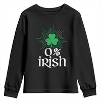 Funny 0% Irish St Patrick's Day Youth Sweatshirt Vintage Shamrock