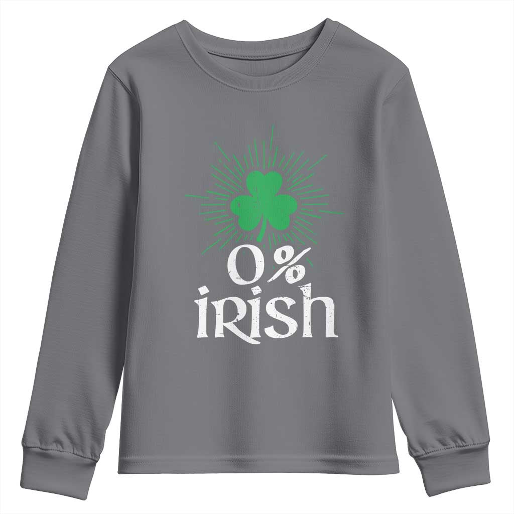 Funny 0% Irish St Patrick's Day Youth Sweatshirt Vintage Shamrock