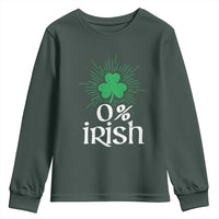 Funny 0% Irish St Patrick's Day Youth Sweatshirt Vintage Shamrock