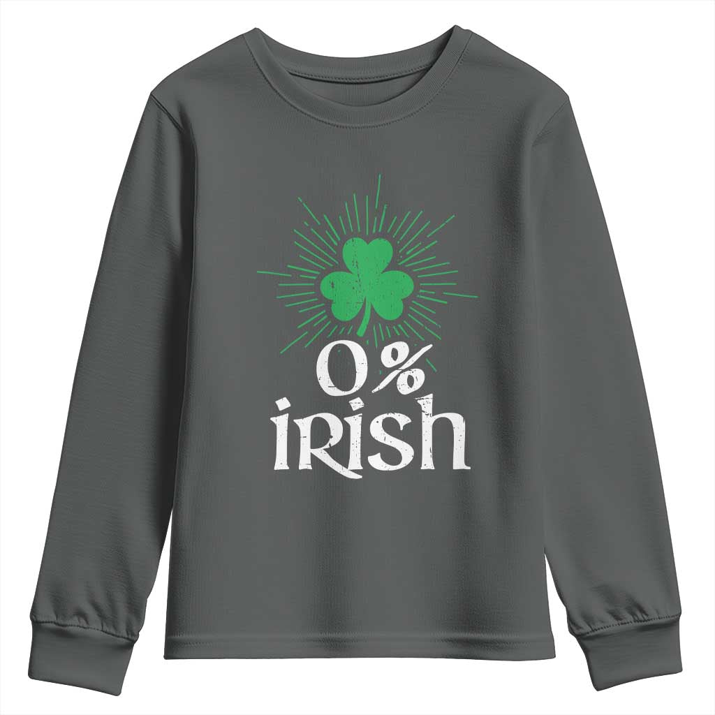 Funny 0% Irish St Patrick's Day Youth Sweatshirt Vintage Shamrock