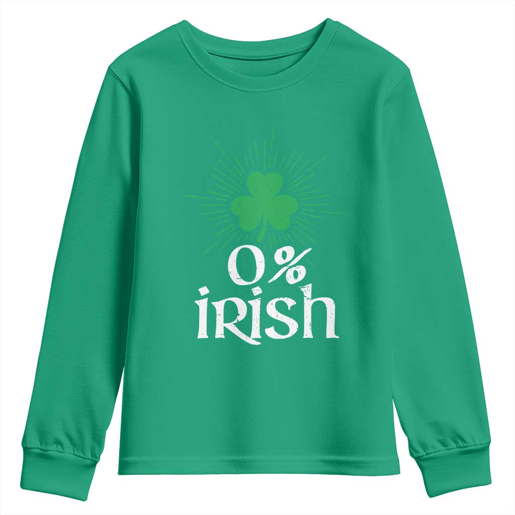 Funny 0% Irish St Patrick's Day Youth Sweatshirt Vintage Shamrock