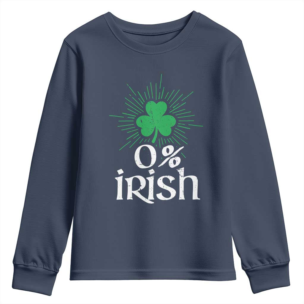 Funny 0% Irish St Patrick's Day Youth Sweatshirt Vintage Shamrock