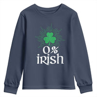 Funny 0% Irish St Patrick's Day Youth Sweatshirt Vintage Shamrock