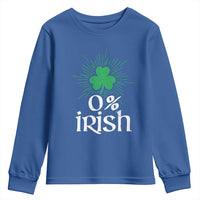 Funny 0% Irish St Patrick's Day Youth Sweatshirt Vintage Shamrock
