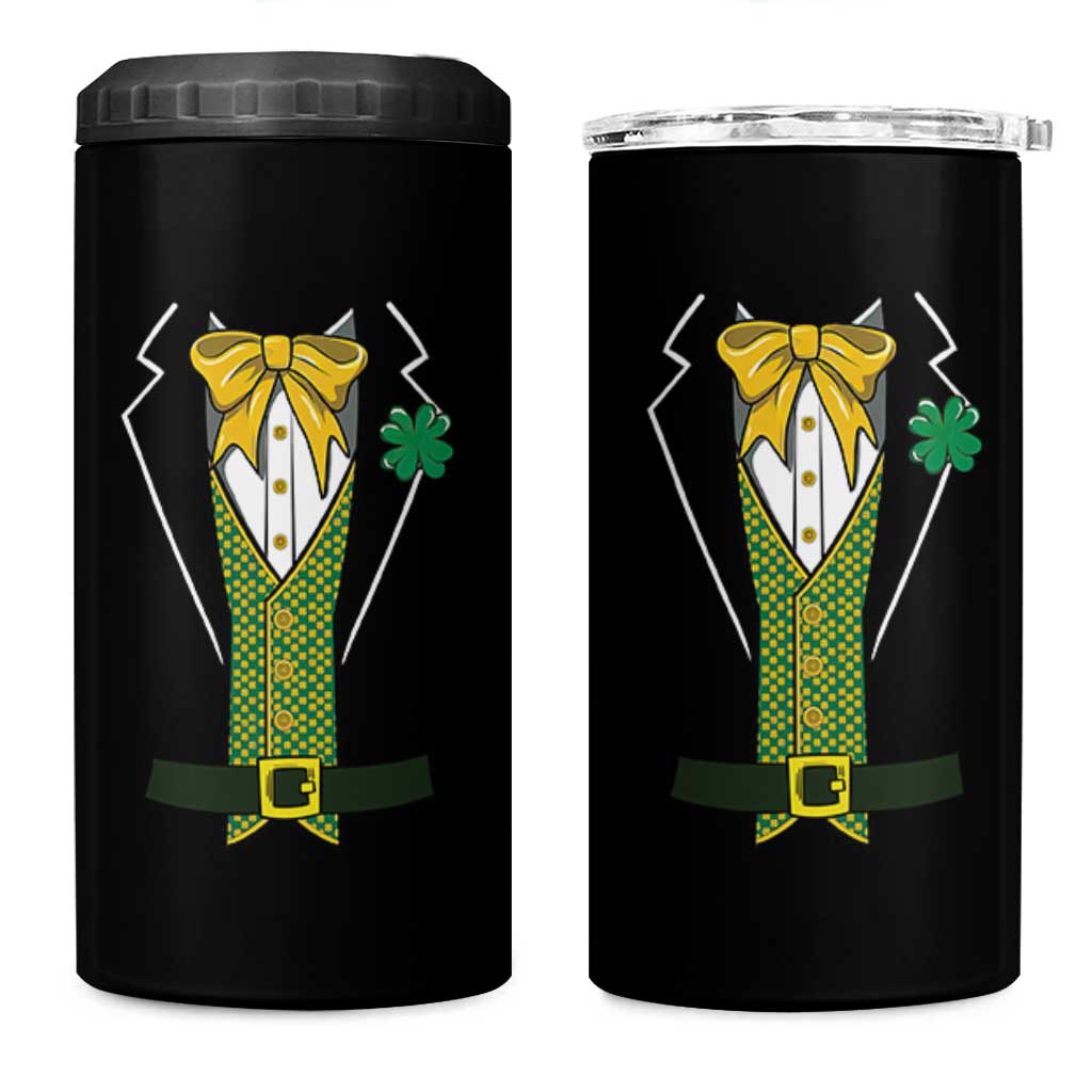 Funny St Patrick's Day Leprechaun Cosplay Tuxedo 4 in 1 Can Cooler Tumbler