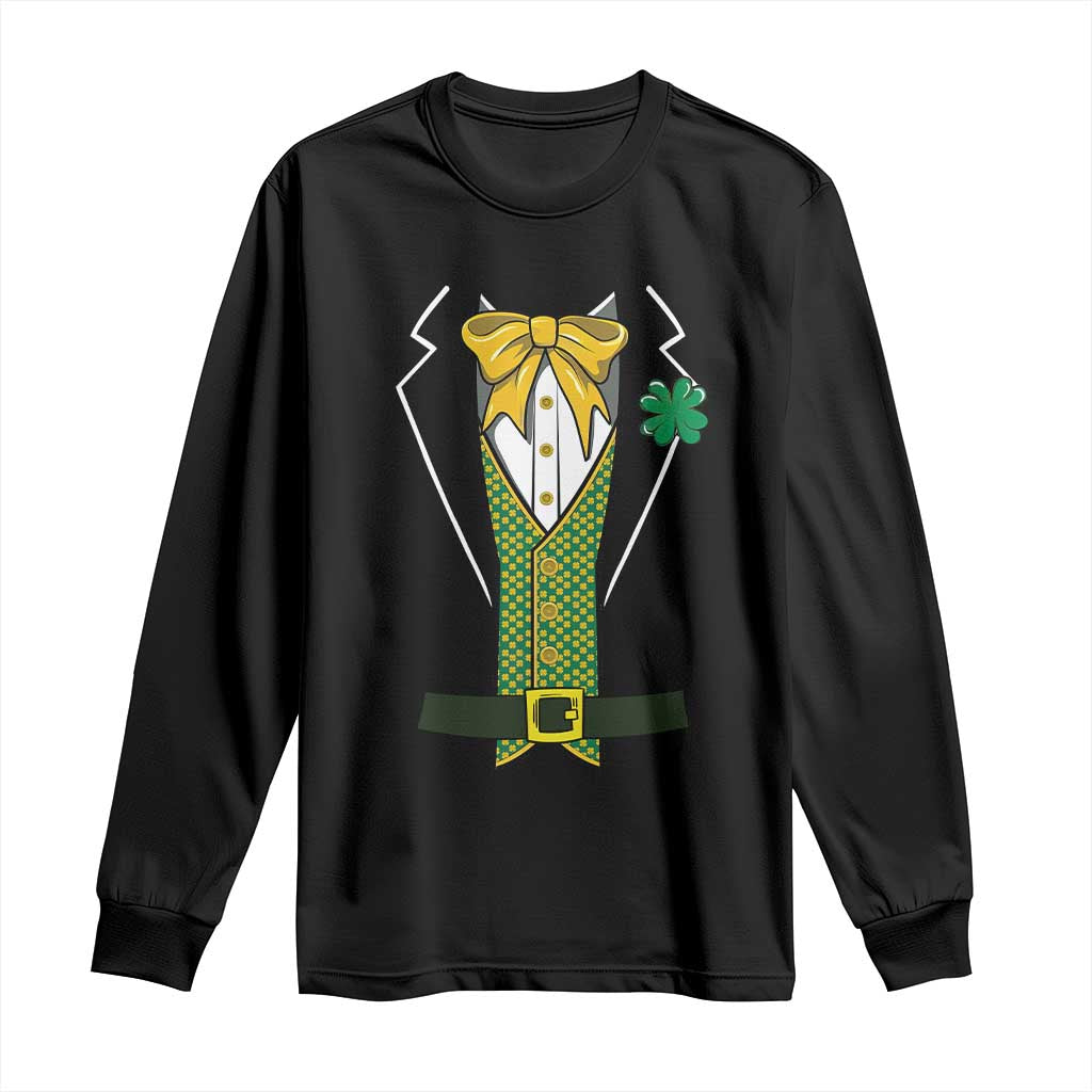 Funny St Patrick's Day Leprechaun Cosplay Tuxedo Long Sleeve Shirt