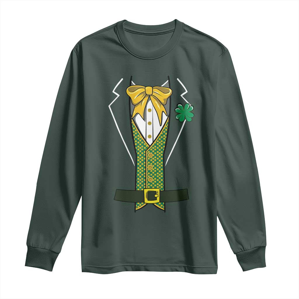 Funny St Patrick's Day Leprechaun Cosplay Tuxedo Long Sleeve Shirt