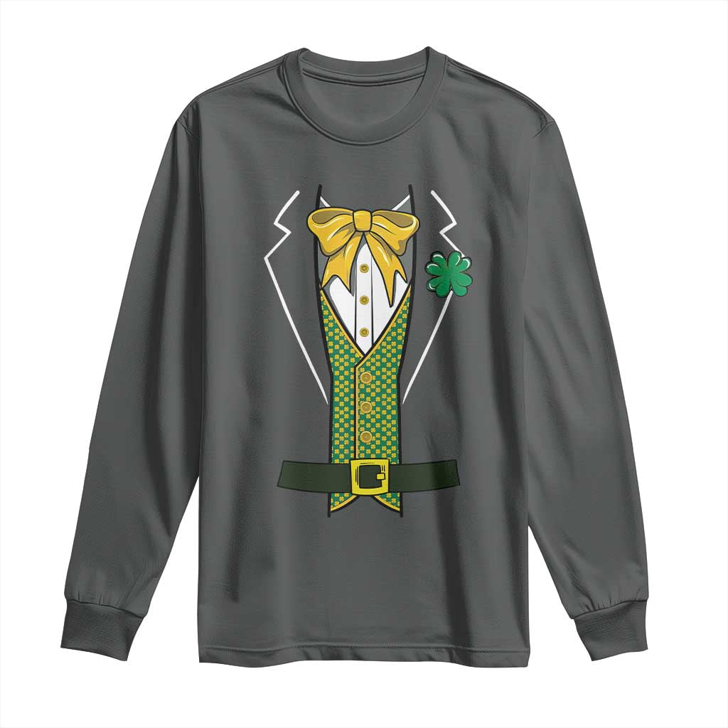 Funny St Patrick's Day Leprechaun Cosplay Tuxedo Long Sleeve Shirt