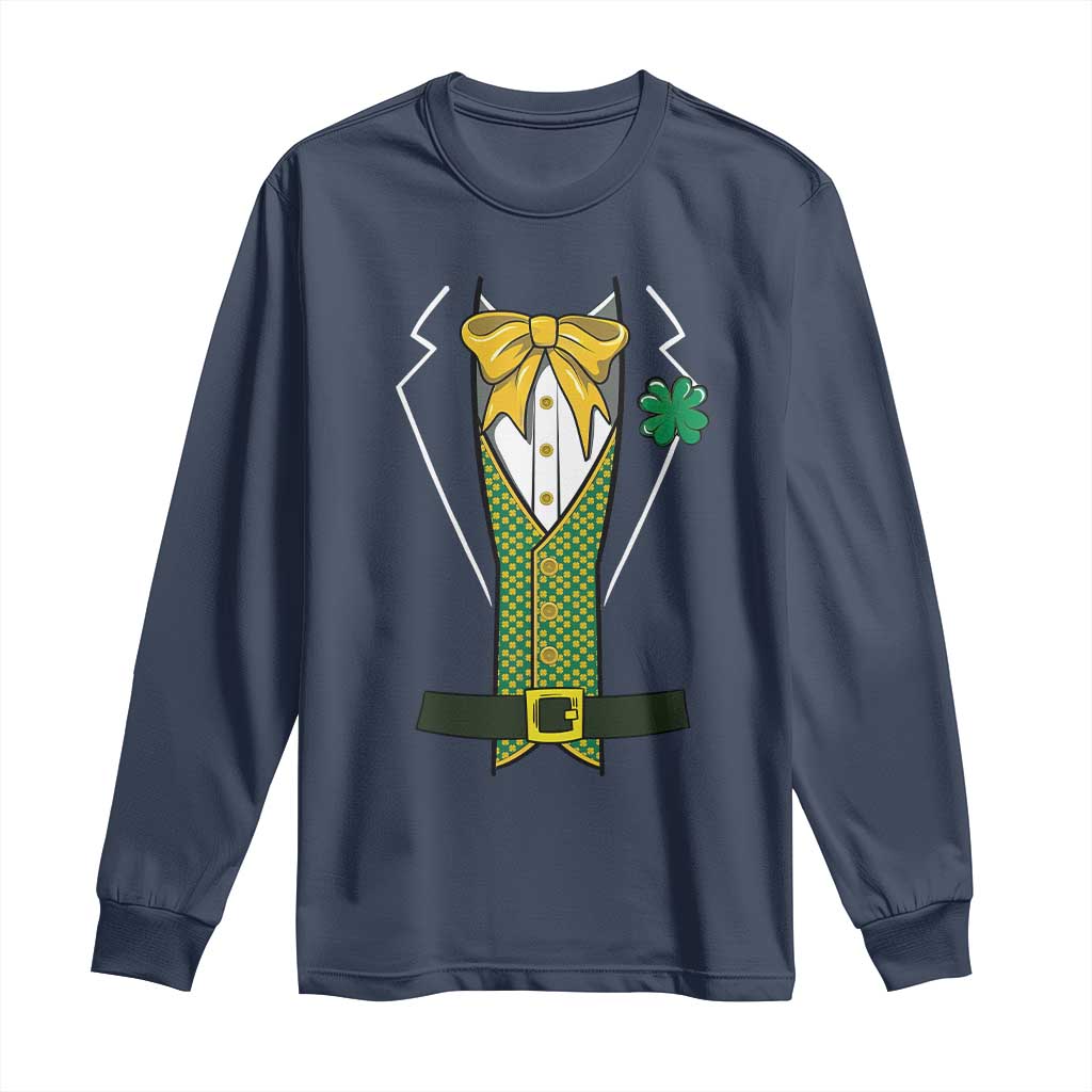Funny St Patrick's Day Leprechaun Cosplay Tuxedo Long Sleeve Shirt