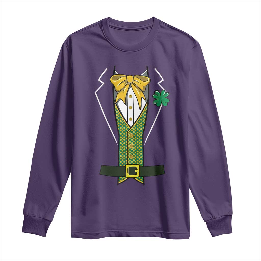 Funny St Patrick's Day Leprechaun Cosplay Tuxedo Long Sleeve Shirt