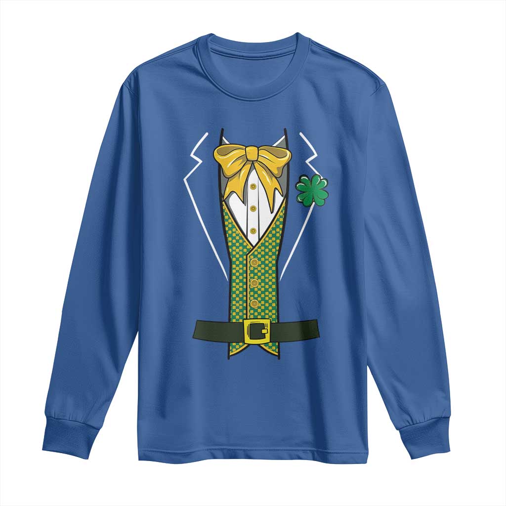 Funny St Patrick's Day Leprechaun Cosplay Tuxedo Long Sleeve Shirt