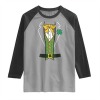 Funny St Patrick's Day Leprechaun Cosplay Tuxedo Raglan Shirt