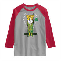 Funny St Patrick's Day Leprechaun Cosplay Tuxedo Raglan Shirt
