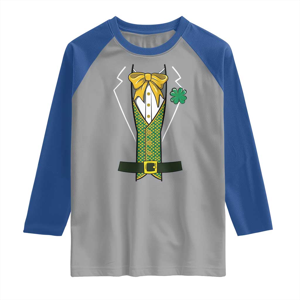 Funny St Patrick's Day Leprechaun Cosplay Tuxedo Raglan Shirt