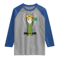 Funny St Patrick's Day Leprechaun Cosplay Tuxedo Raglan Shirt