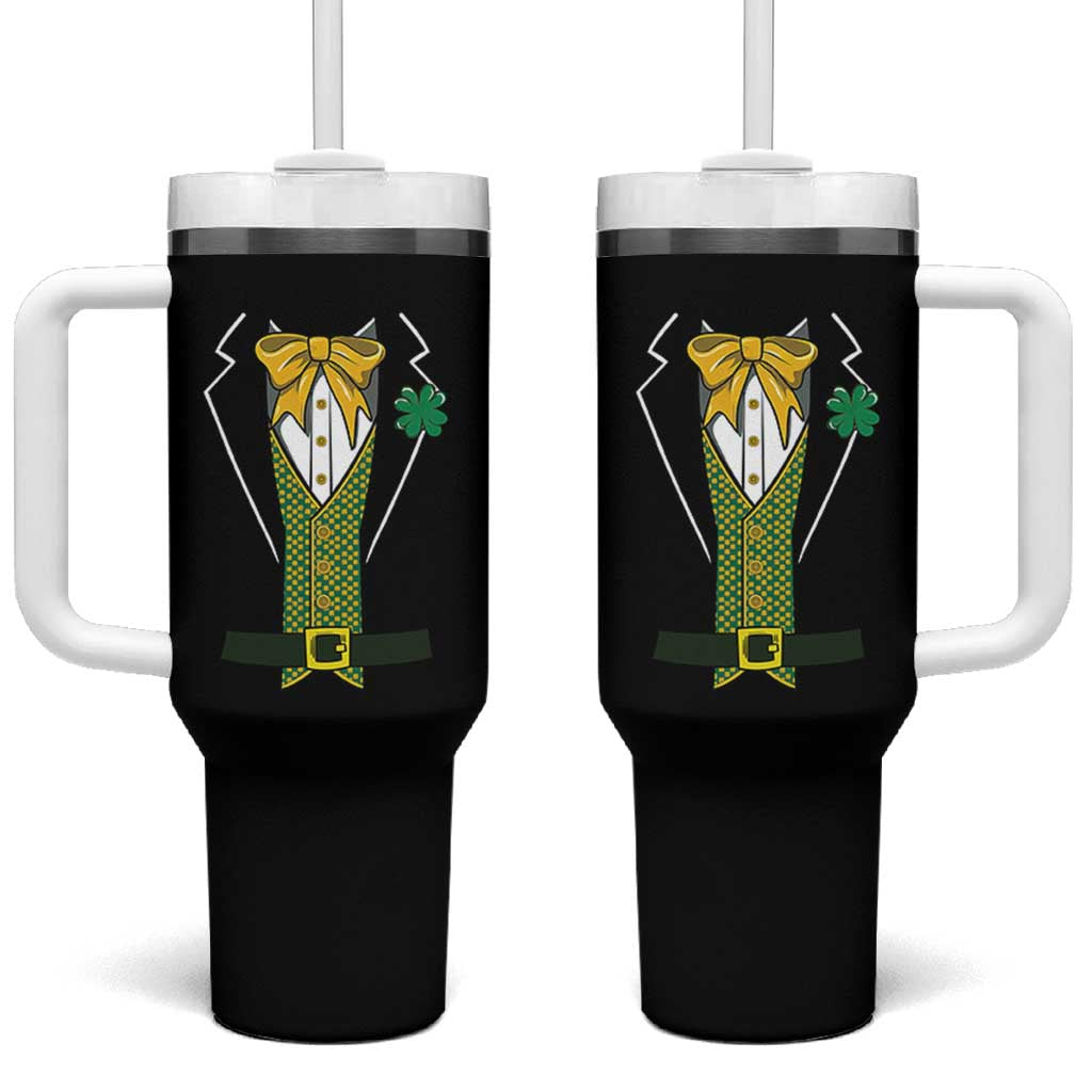 Funny St Patrick's Day Leprechaun Cosplay Tuxedo Tumbler With Handle