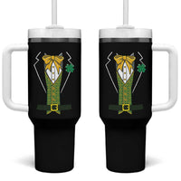 Funny St Patrick's Day Leprechaun Cosplay Tuxedo Tumbler With Handle