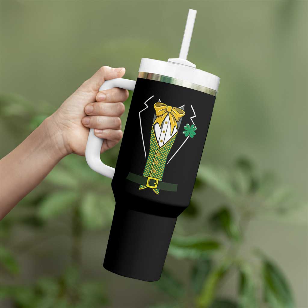 Funny St Patrick's Day Leprechaun Cosplay Tuxedo Tumbler With Handle