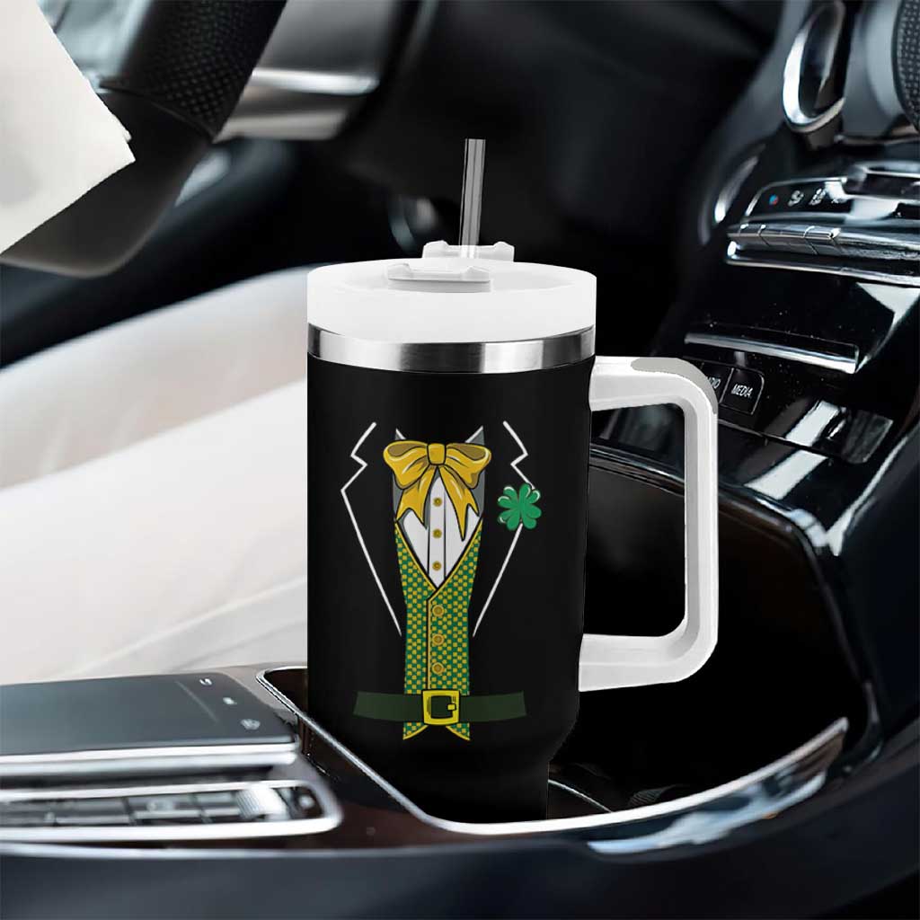 Funny St Patrick's Day Leprechaun Cosplay Tuxedo Tumbler With Handle