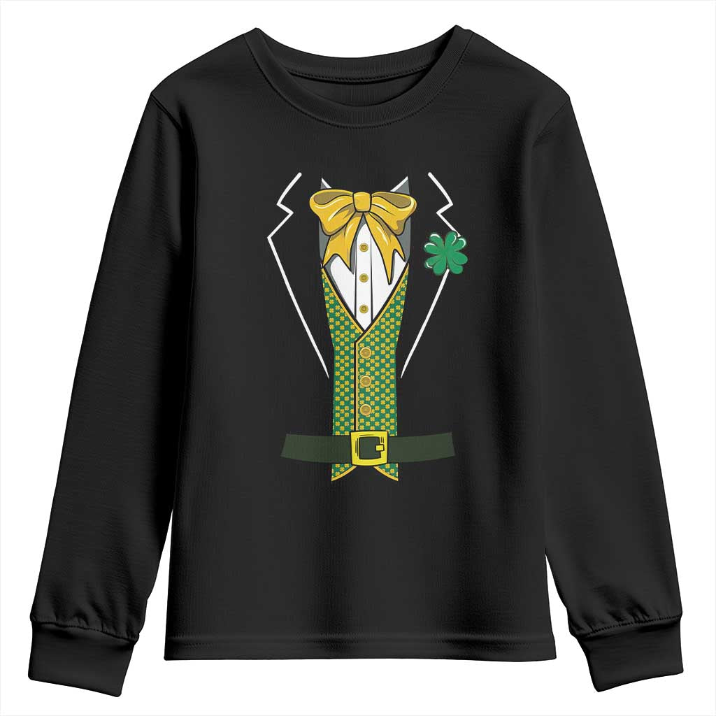 Funny St Patrick's Day Leprechaun Cosplay Tuxedo Youth Sweatshirt