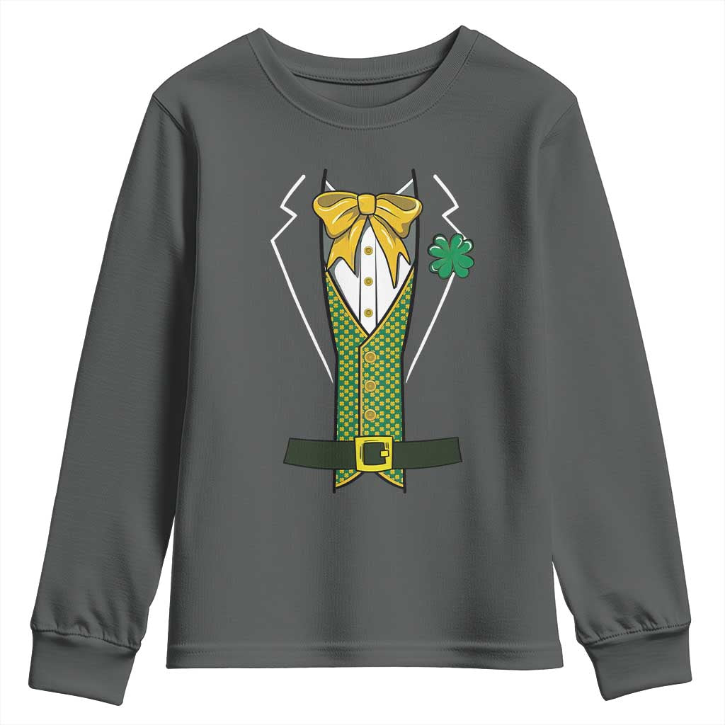 Funny St Patrick's Day Leprechaun Cosplay Tuxedo Youth Sweatshirt