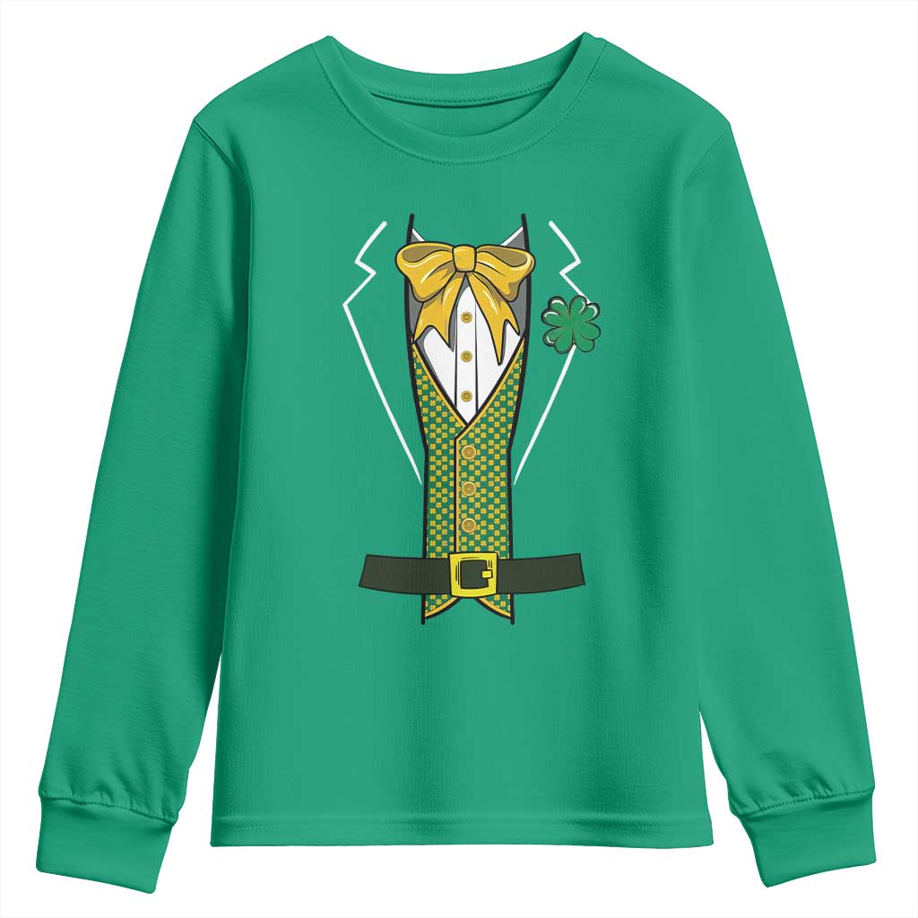 Funny St Patrick's Day Leprechaun Cosplay Tuxedo Youth Sweatshirt