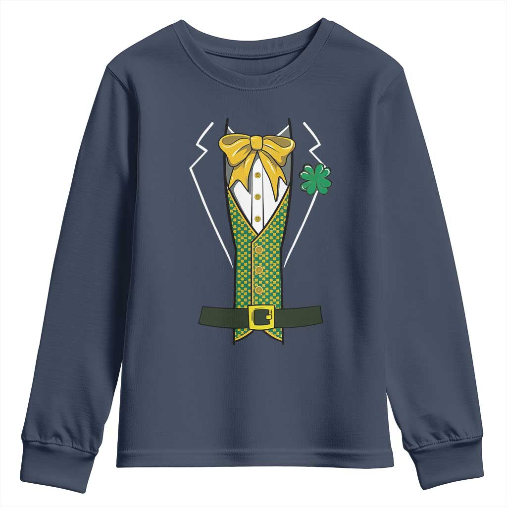 Funny St Patrick's Day Leprechaun Cosplay Tuxedo Youth Sweatshirt