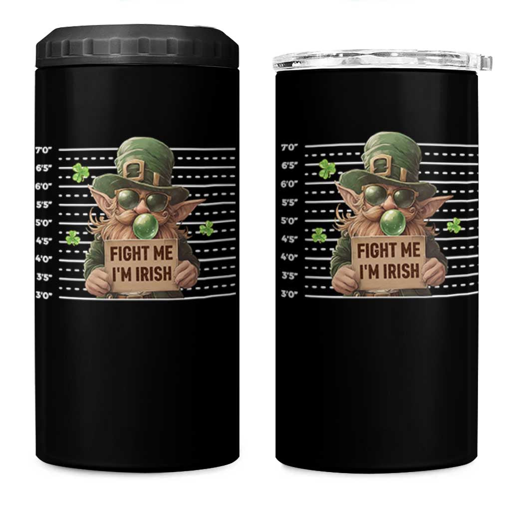 Funny Fight Me I'm Irish 4 in 1 Can Cooler Tumbler Leprechaun Mug Shot St Patrick's Day
