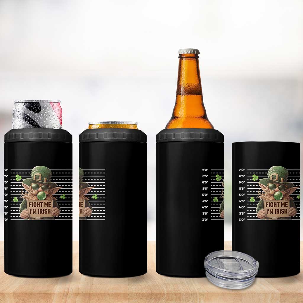 Funny Fight Me I'm Irish 4 in 1 Can Cooler Tumbler Leprechaun Mug Shot St Patrick's Day