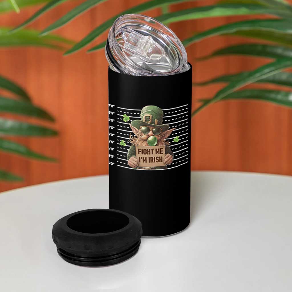Funny Fight Me I'm Irish 4 in 1 Can Cooler Tumbler Leprechaun Mug Shot St Patrick's Day
