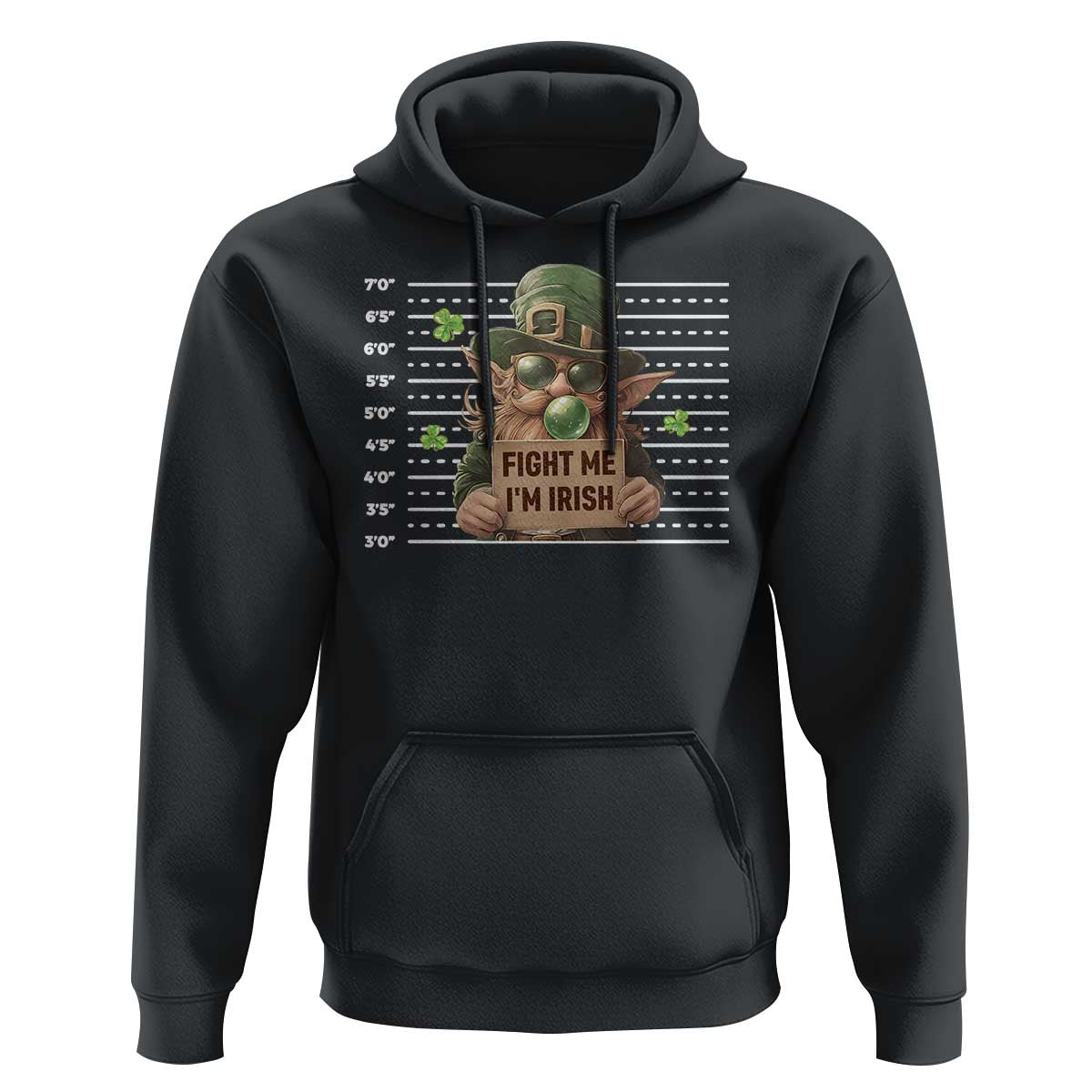 Funny Fight Me I'm Irish Hoodie Leprechaun Mug Shot St Patrick's Day