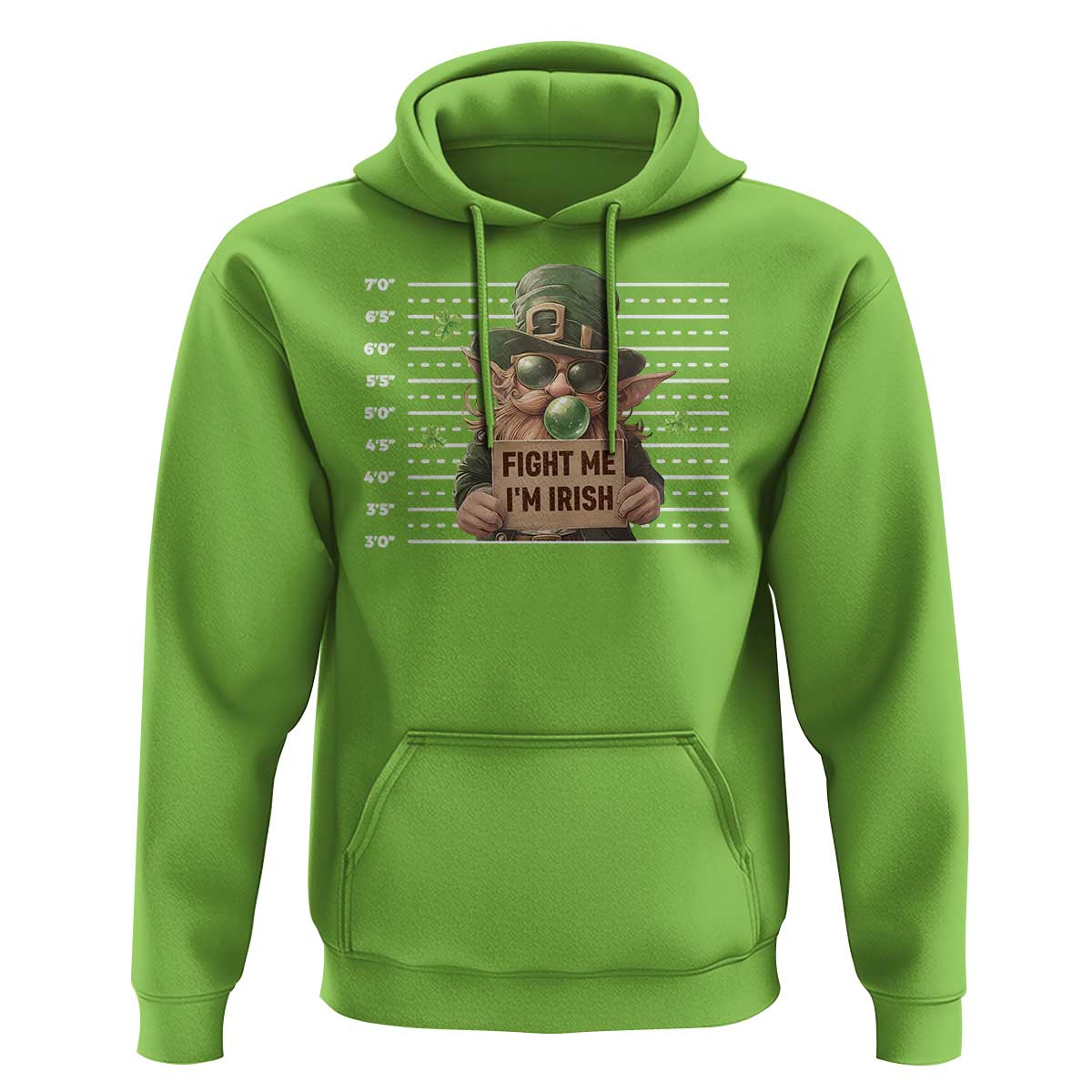 Funny Fight Me I'm Irish Hoodie Leprechaun Mug Shot St Patrick's Day