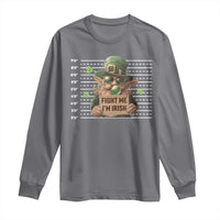 Funny Fight Me I'm Irish Long Sleeve Shirt Leprechaun Mug Shot St Patrick's Day