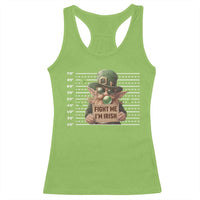 Funny Fight Me I'm Irish Racerback Tank Top Leprechaun Mug Shot St Patrick's Day