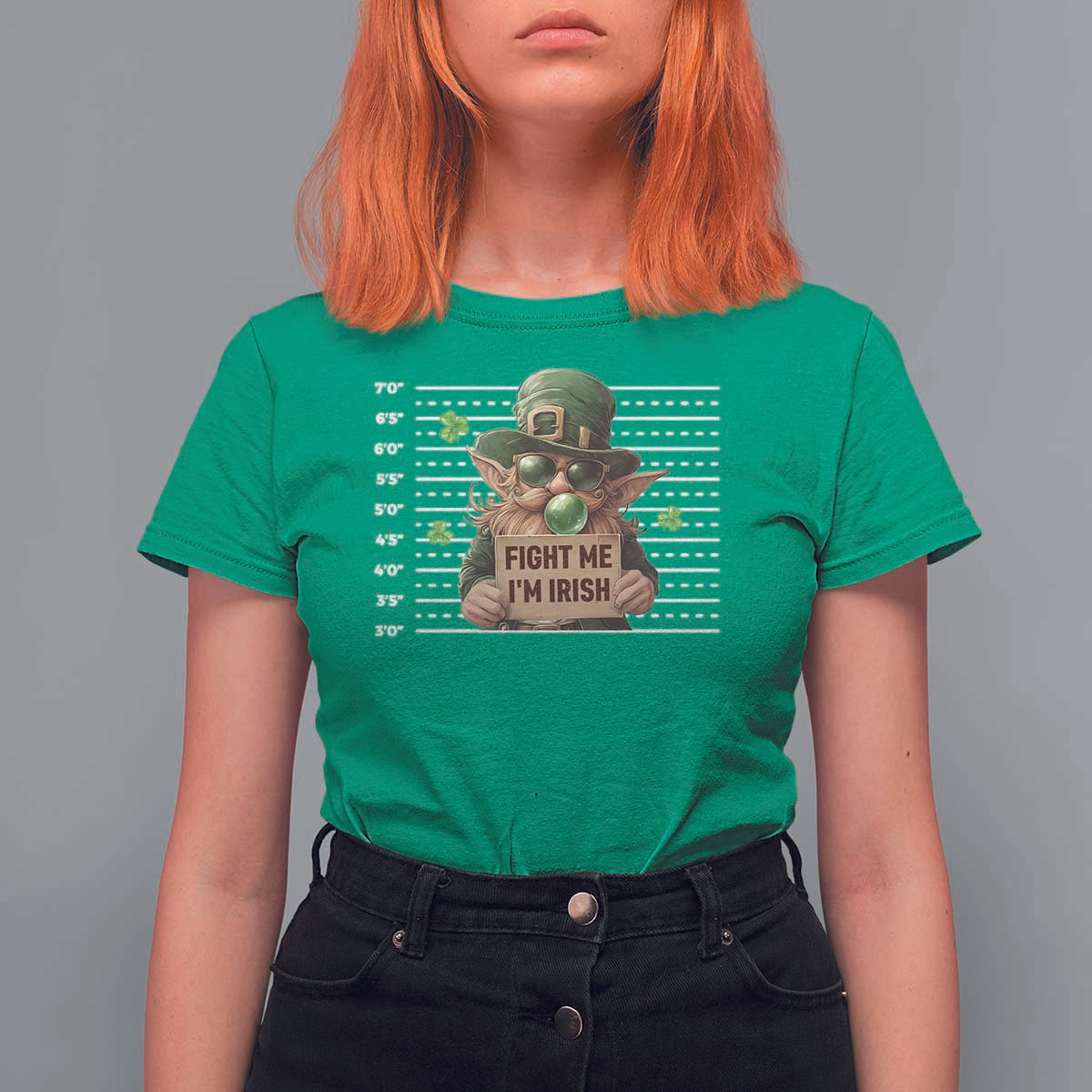 Funny Fight Me I'm Irish T Shirt For Women Leprechaun Mug Shot St Patrick's Day