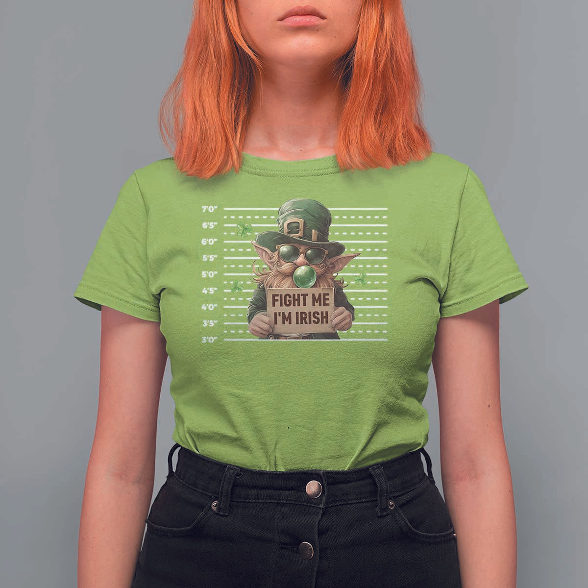 Funny Fight Me I'm Irish T Shirt For Women Leprechaun Mug Shot St Patrick's Day