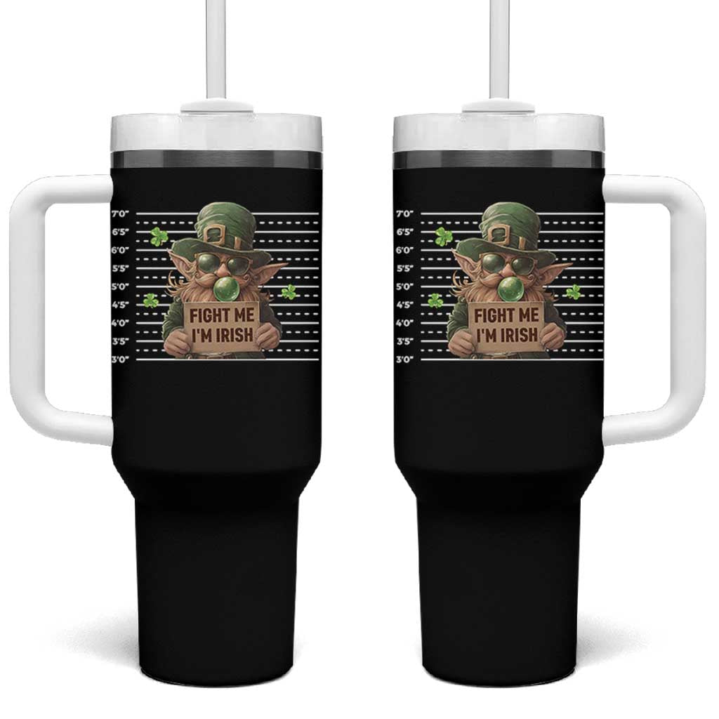 Funny Fight Me I'm Irish Tumbler With Handle Leprechaun Mug Shot St Patrick's Day