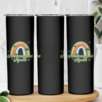 Funny St Patrick's Day Shenanigans Squad Skinny Tumbler Rainbow Shamrock