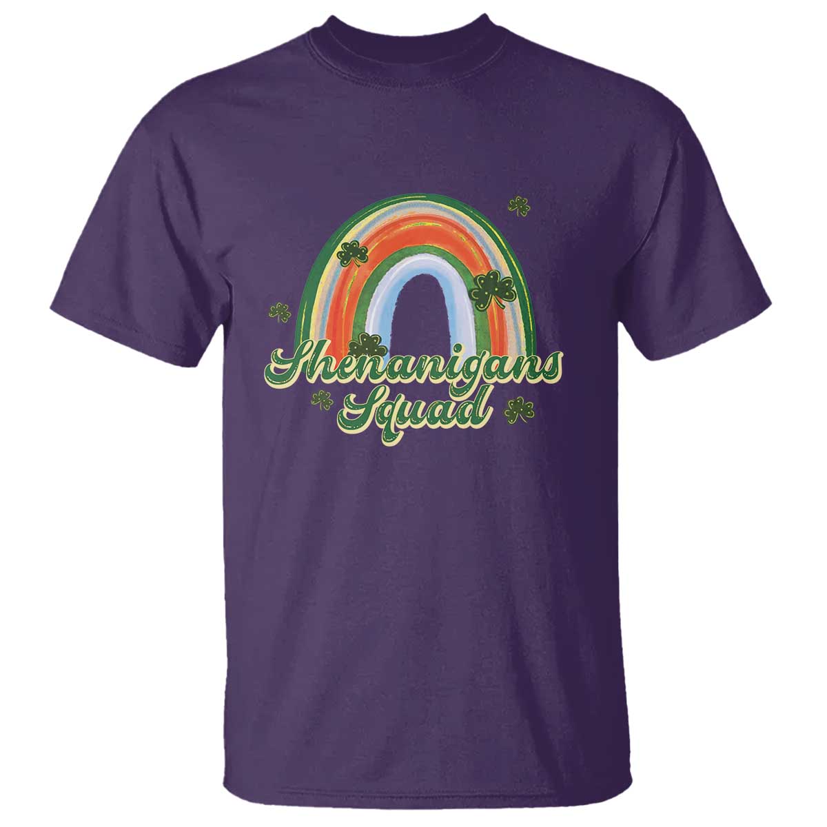 Funny St Patrick's Day Shenanigans Squad T Shirt Rainbow Shamrock